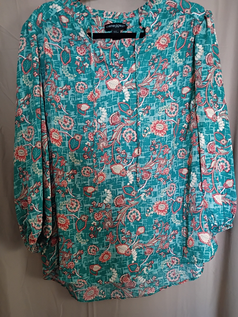 Cynthia Rowley Turquoise Floral Peasant Top